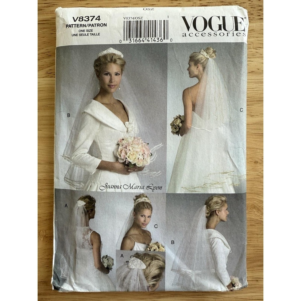 Vogue V8374 Ladies Bridal Wedding Veil Headband Bride Hair New Uncut Pattern